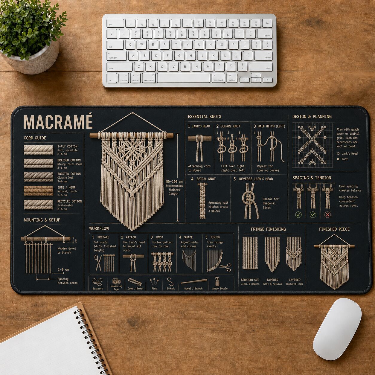 Macrame Creative Reference Guide Desk Mat | 5To9Vibe
