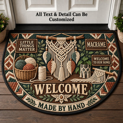 Macrame Personalized Half Round Mat | 5To9Vibe