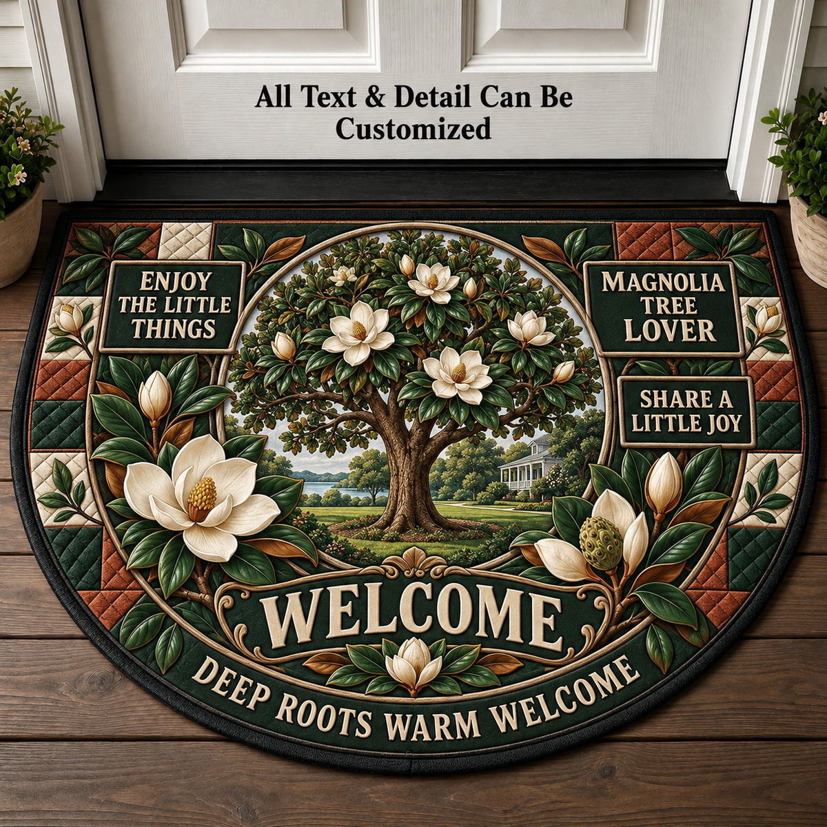 Magnolia Tree Lover Personalized Half Round Mat | 5To9Vibe