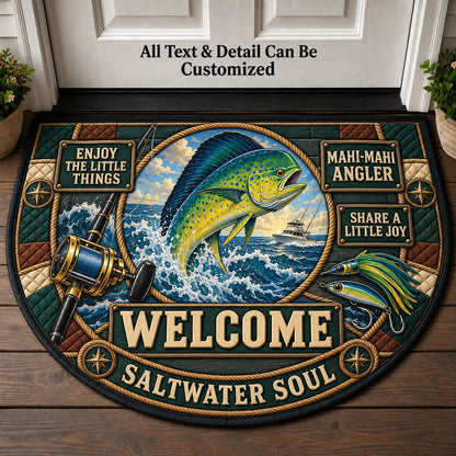 Mahi-Mahi Angler Personalized Half Round Mat | 5To9Vibe