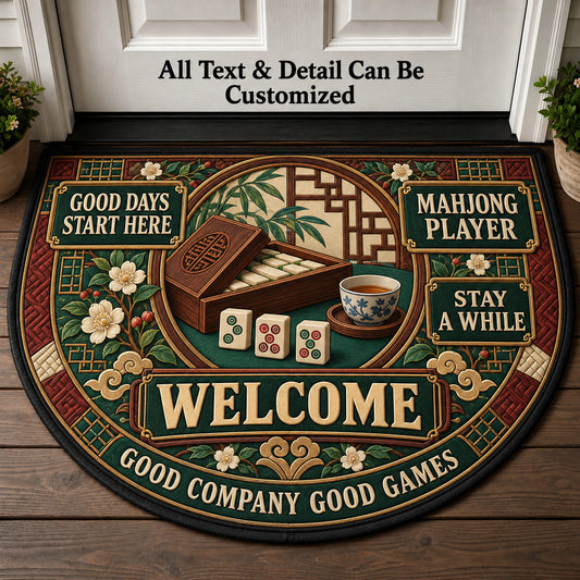 Mahjong Player Personalized Half Round Mat | 5To9Vibe