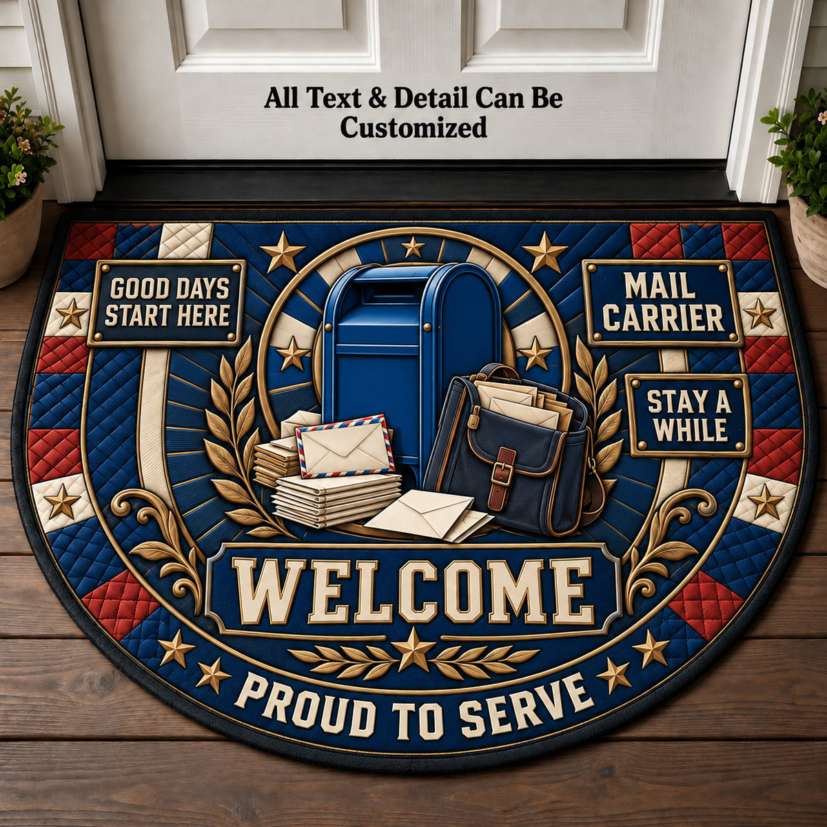 Mail Carrier Personalized Half Round Mat | 5To9Vibe