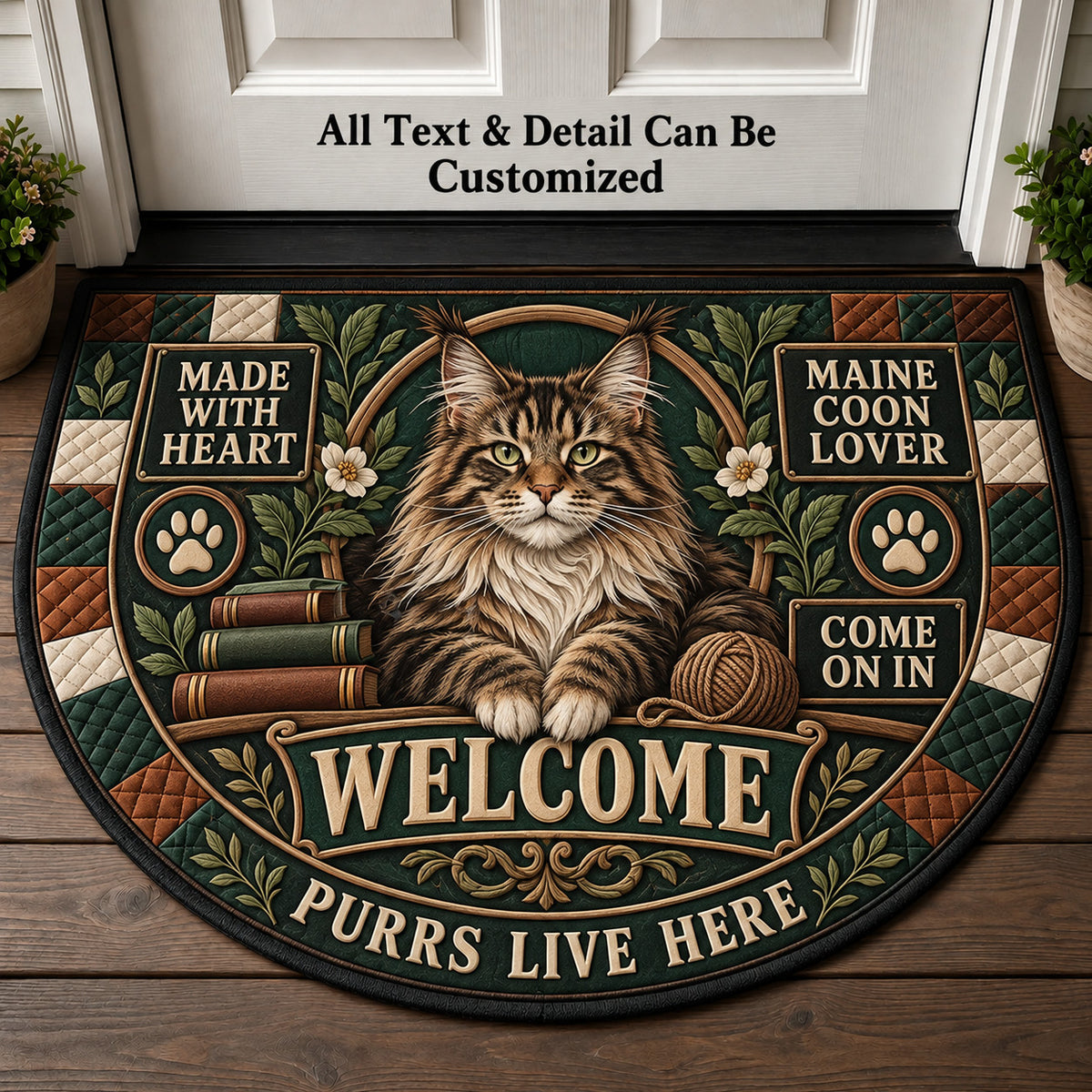 Maine Coon Lover Personalized Half Round Mat | 5To9Vibe