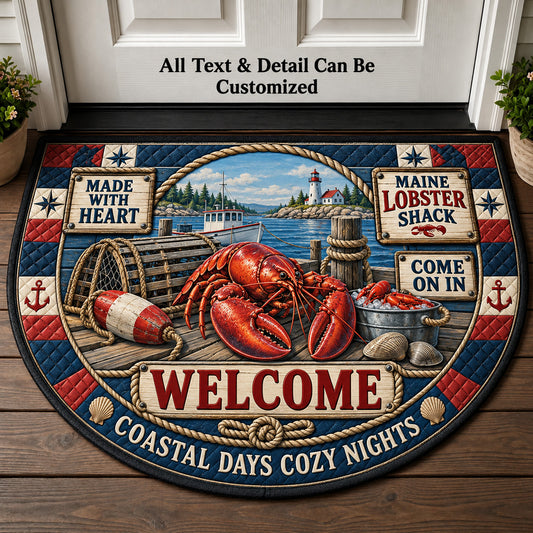 Maine Lobster Shack Personalized Half Round Mat | 5To9Vibe