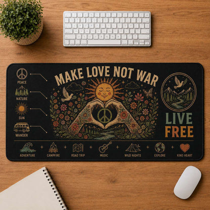 Good Vibes Hippie Desk Mat Mouse Pad | 5To9Vibe - Make Love Not War style