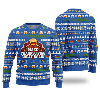 Make Thanksgiving Great Again Funny Ugly Sweater Royal