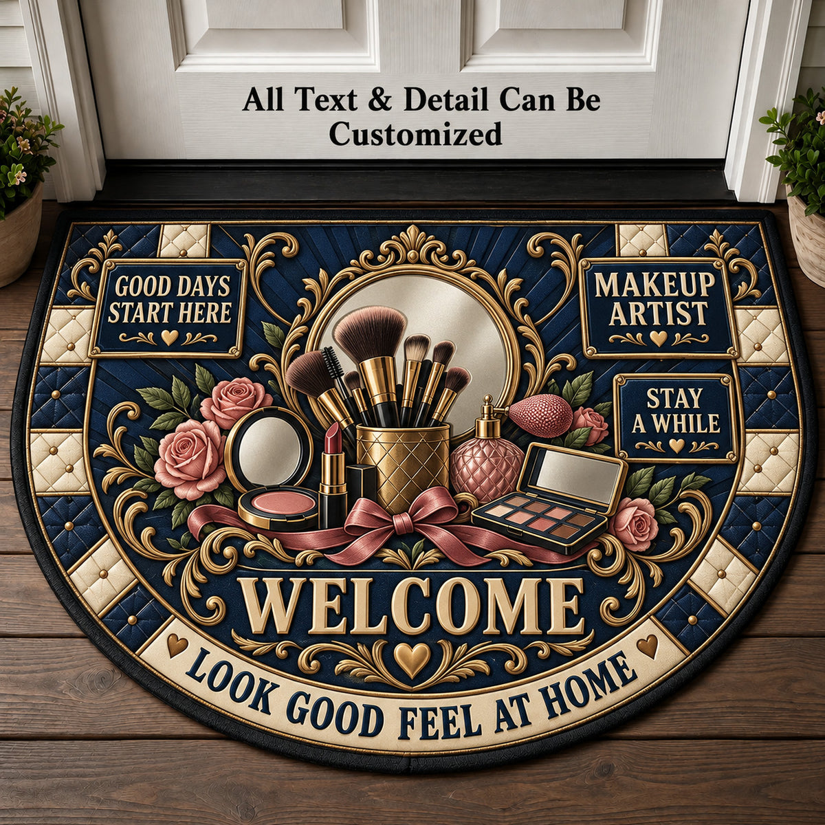 Makeup Artist Personalized Half Round Mat | 5To9Vibe
