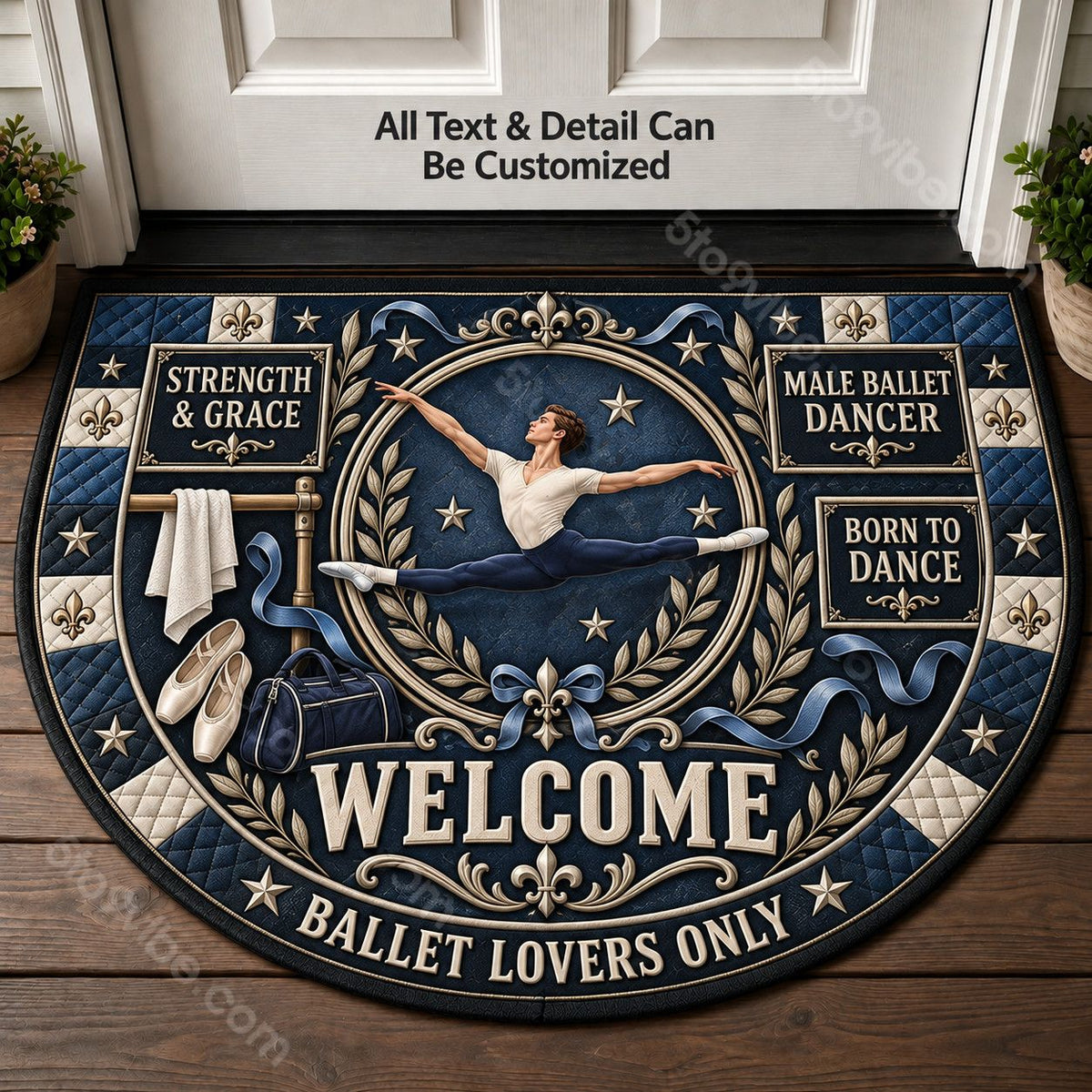 Male Ballet Dancer Personalized Half Round Mat | 5To9Vibe