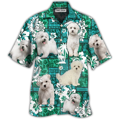 Hawaiian Shirt / Adults / S Maltese Dog Green Tropical Style - Hawaiian Shirt 