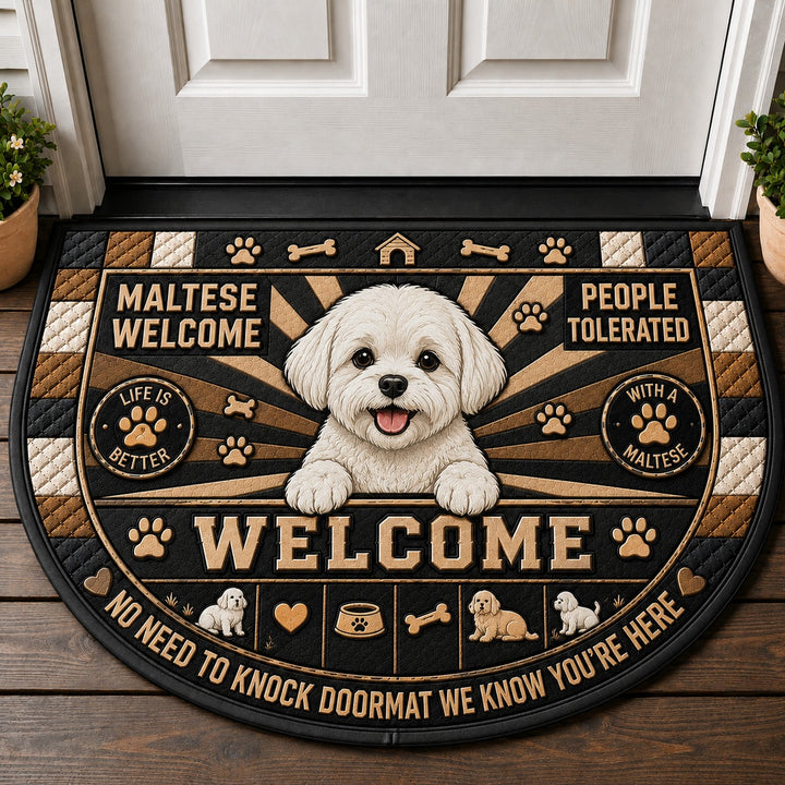 Maltese Dog Breed Lover Quilted Print Premium Welcome Mat – Personalized Doormat
