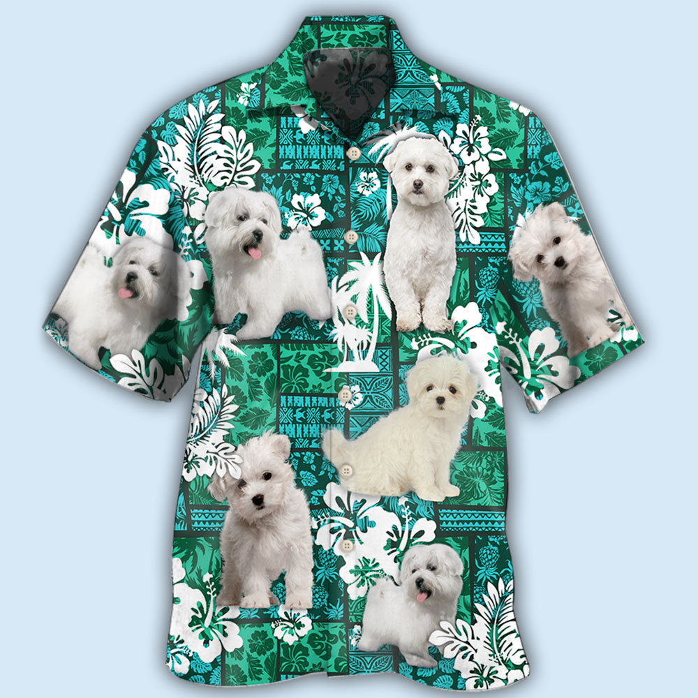 Maltese Dog Green Tropical Style - Hawaiian Shirt 