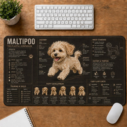 Maltipoo Dog Breed Visual Guide Desk Mat | 5To9Vibe