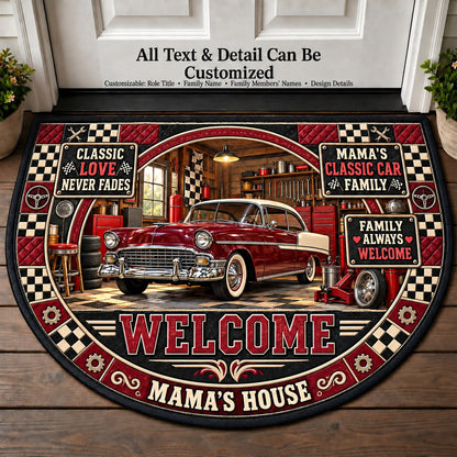 Mama's Classic Car Family Personalized Half Round Mat | 5To9Vibe