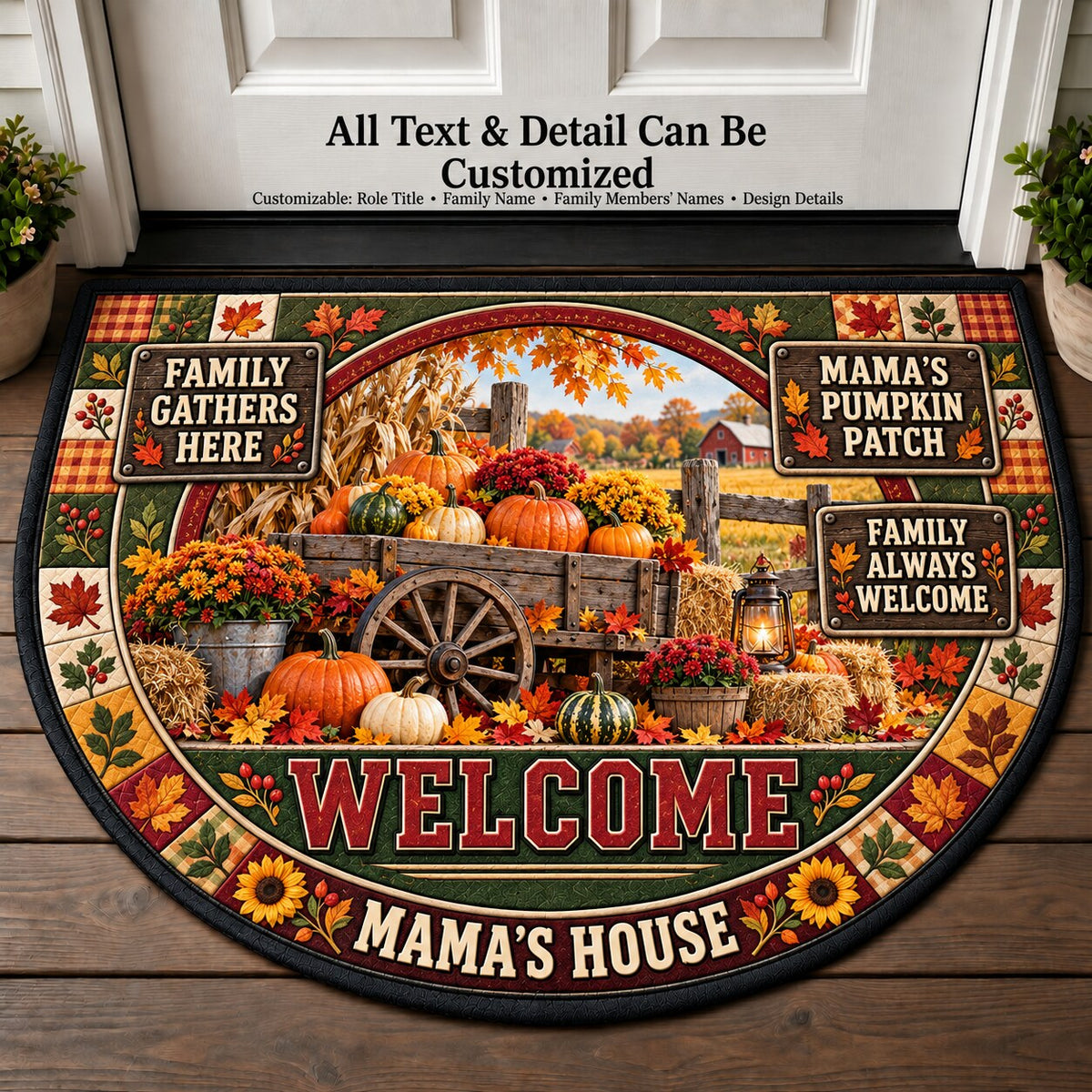 Mama's Pumpkin Patch Personalized Half Round Mat | 5To9Vibe