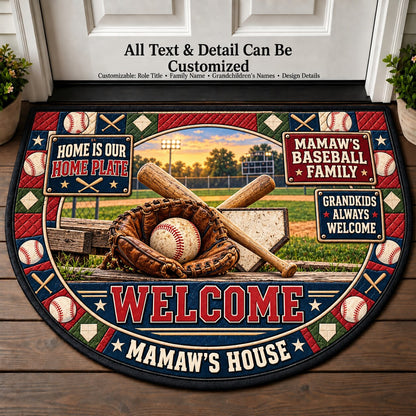 Mamaw's Baseball Family Personalized Half Round Mat | 5To9Vibe