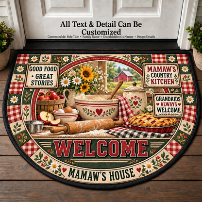 Mamaw's Country Kitchen Personalized Half Round Mat | 5To9Vibe