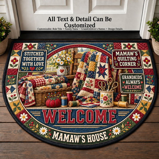 Mamaw's Quilting Corner Personalized Half Round Mat | 5To9Vibe