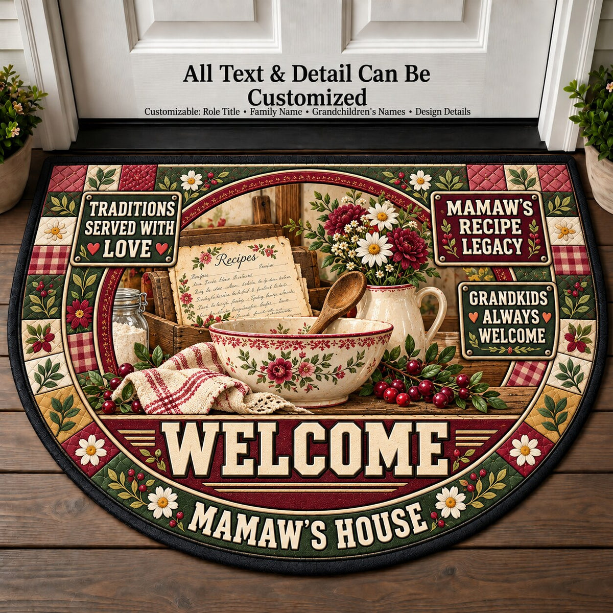 Mamaw's Recipe Legacy Personalized Half Round Mat | 5To9Vibe