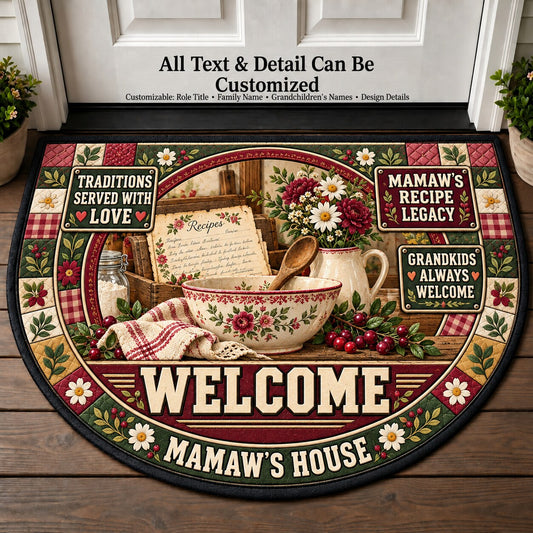 Mamaw's Recipe Legacy Personalized Half Round Mat | 5To9Vibe