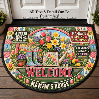 Mamaw's Spring Blooms Personalized Half Round Mat | 5To9Vibe