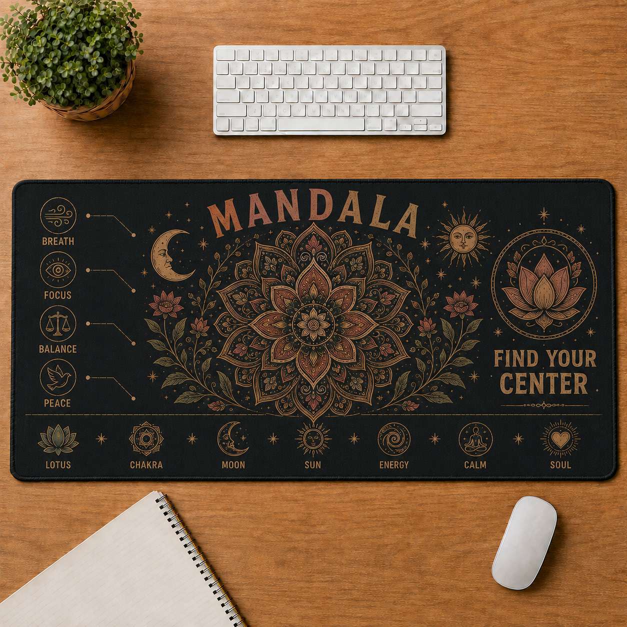 Mandala Hippie Desk Mat Mouse Pad | 5To9Vibe - Mandala style