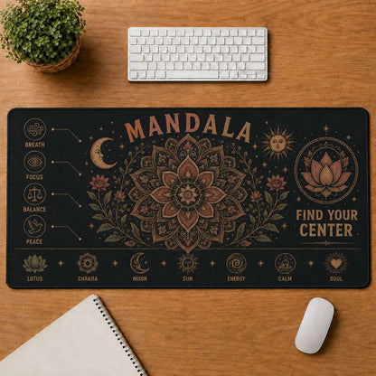 Mandala Hippie Desk Mat Mouse Pad | 5To9Vibe - Mandala style