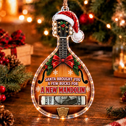 Mandolin Christmas money holder ornament