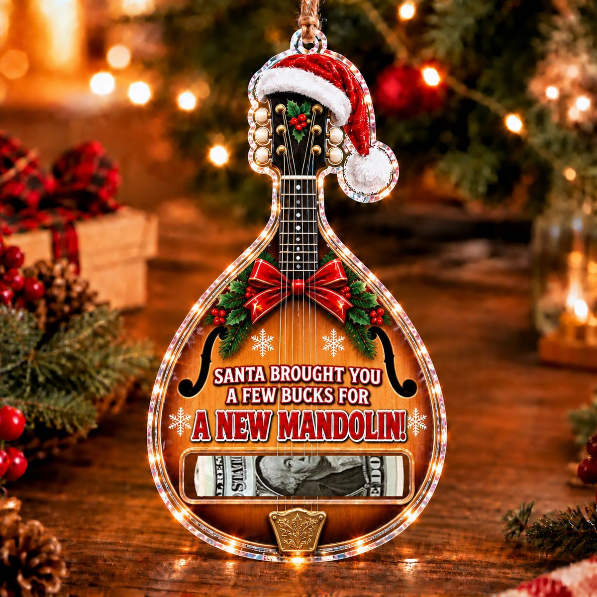 Mandolin Christmas money holder ornament