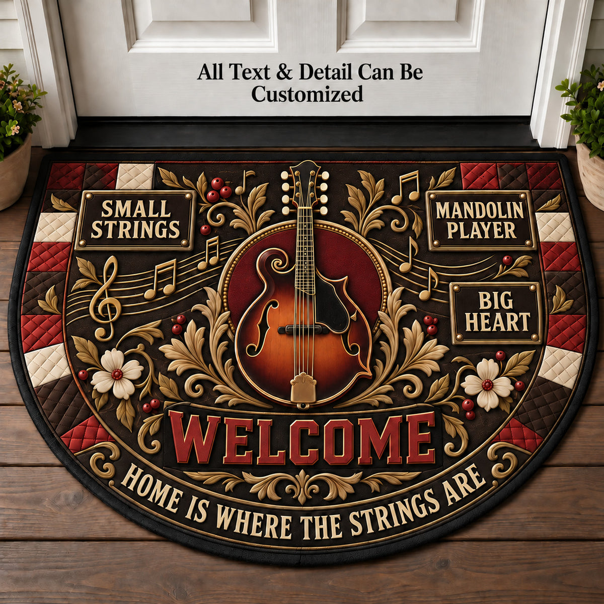 Mandolin Player Personalized Half Round Mat | 5To9Vibe