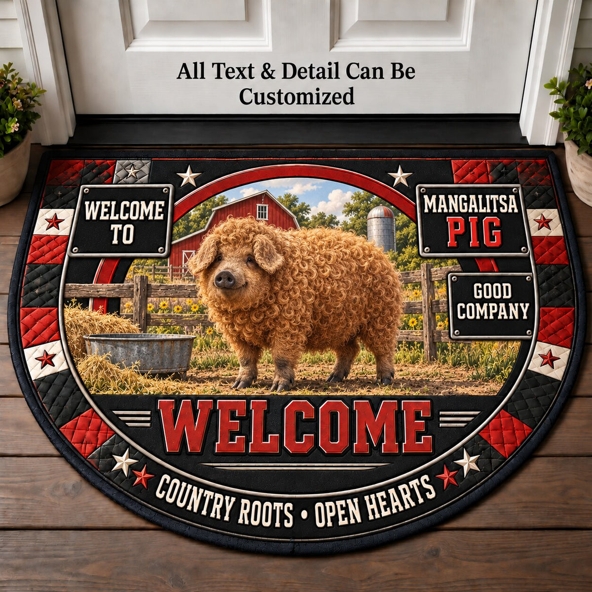 Mangalitsa Pig Personalized Half Round Mat | 5To9Vibe