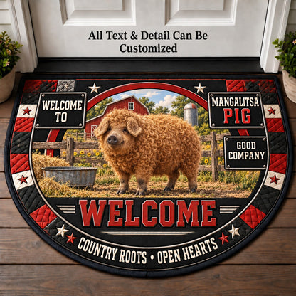 Mangalitsa Pig Personalized Half Round Mat | 5To9Vibe