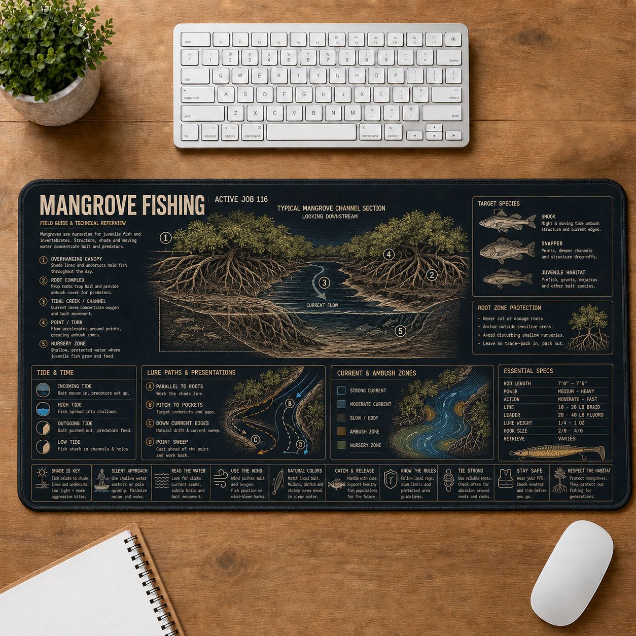 Mangrove Fishing Fishing Field Guide Desk Mat | 5To9Vibe