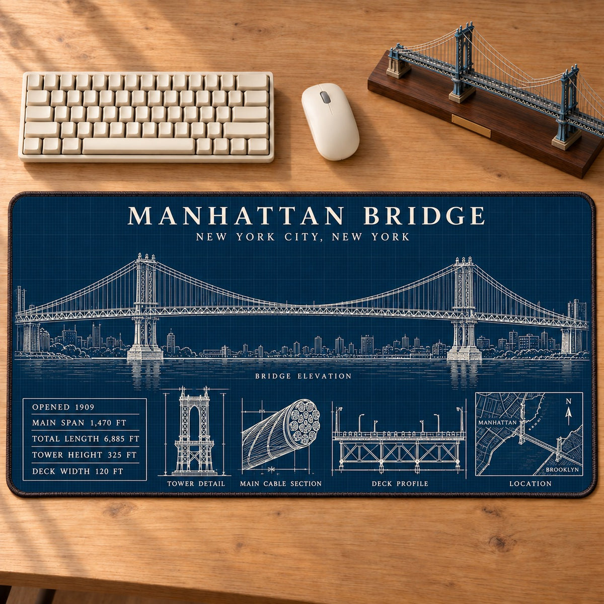 American Iconic Bridges Collection Desk Mat Mouse Pad Trending - 5to9vibe
