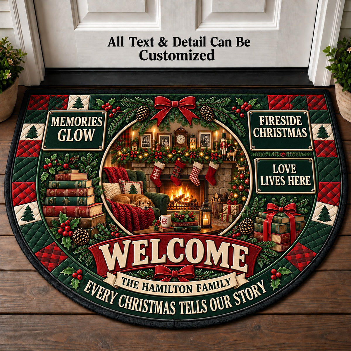 Mantel Full Of Memories Personalized Half Round Mat | 5To9Vibe