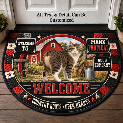 Manx Farm Cat Personalized Half Round Mat | 5To9Vibe