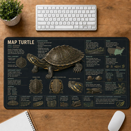 Map Turtle Turtle and Tortoise Species Guide Desk Mat | 5To9Vibe