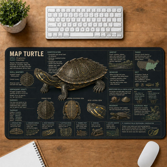 Map Turtle Turtle and Tortoise Species Guide Desk Mat | 5To9Vibe