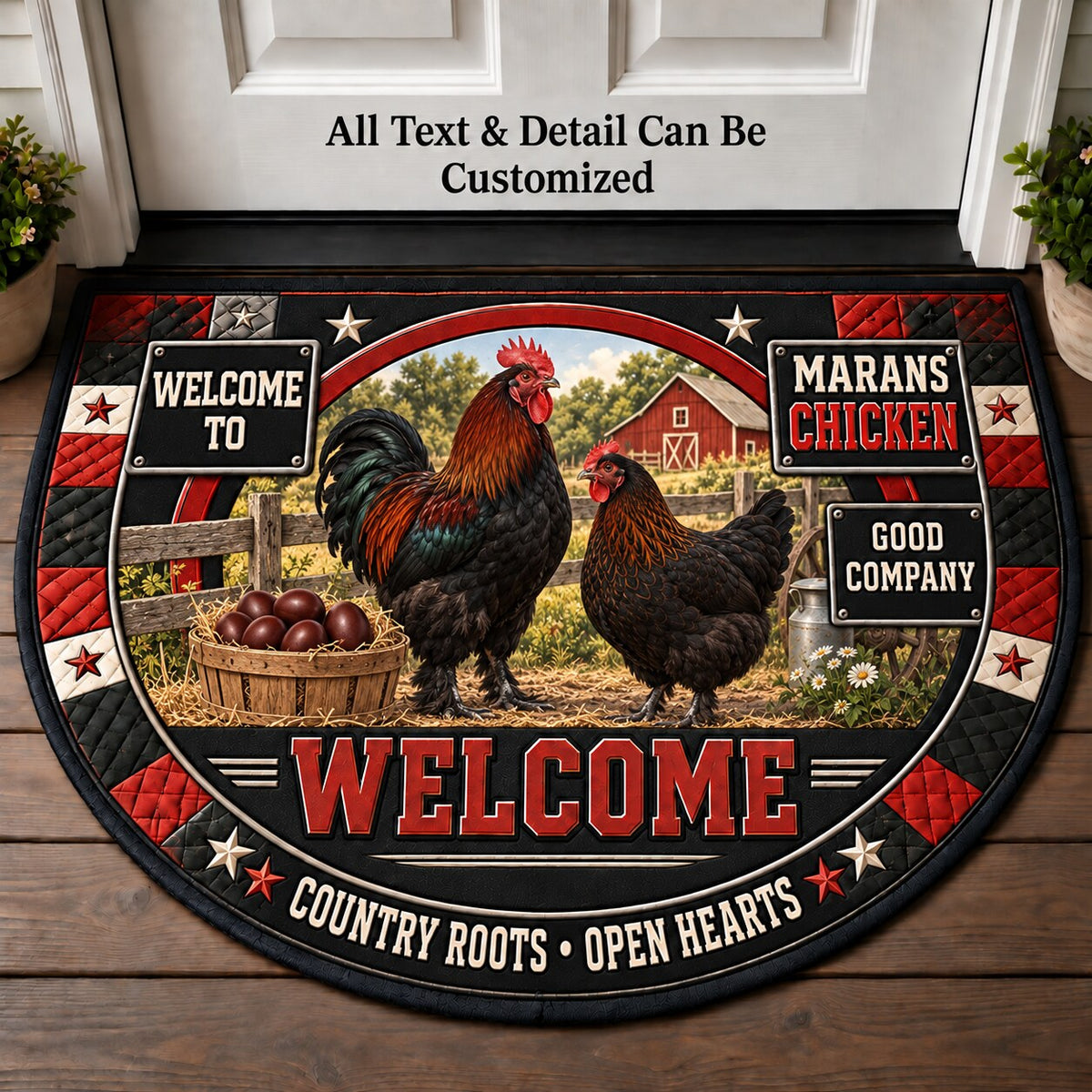 Marans Chicken Personalized Half Round Mat | 5To9Vibe