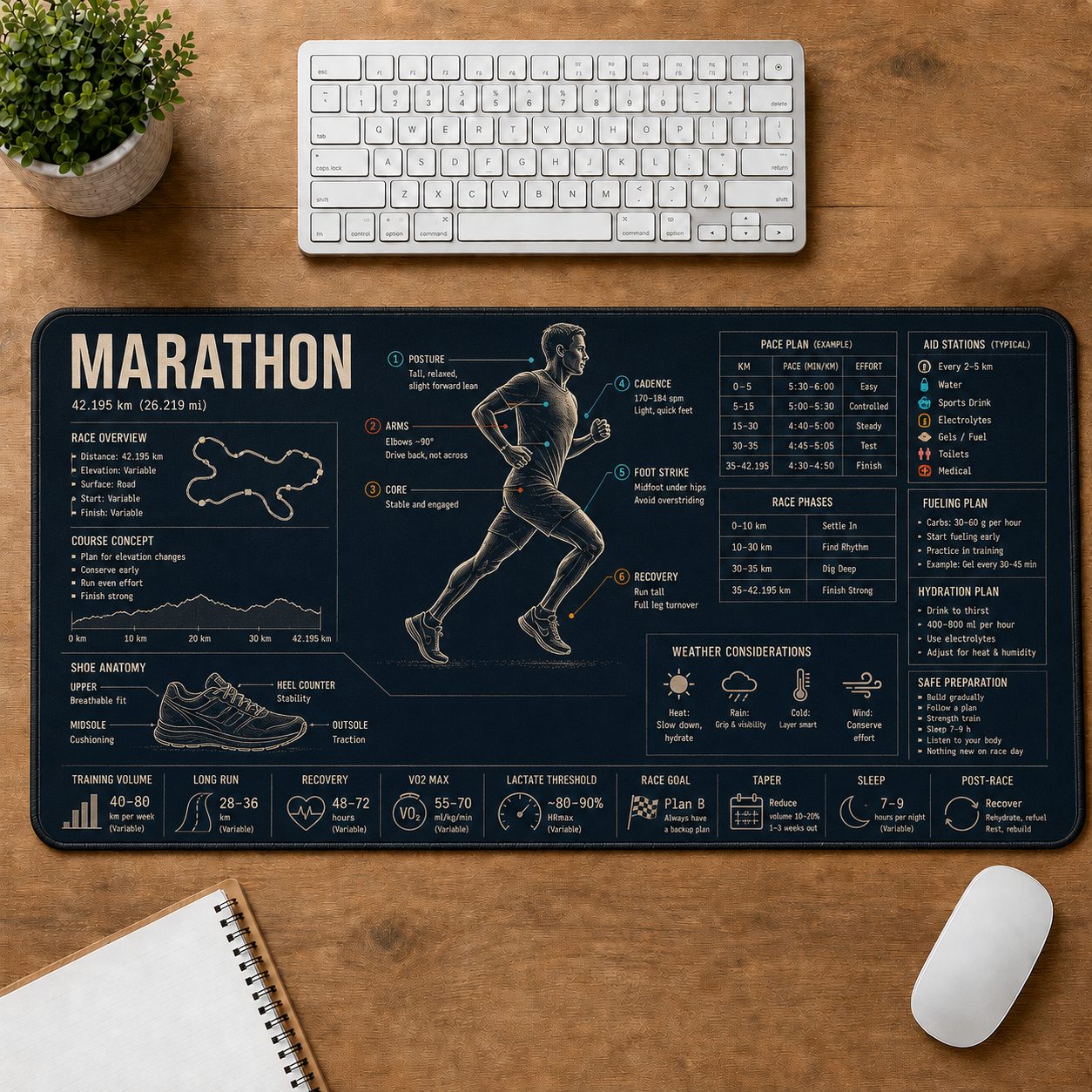 Marathon Sports Visual Guide Desk Mat | 5To9Vibe