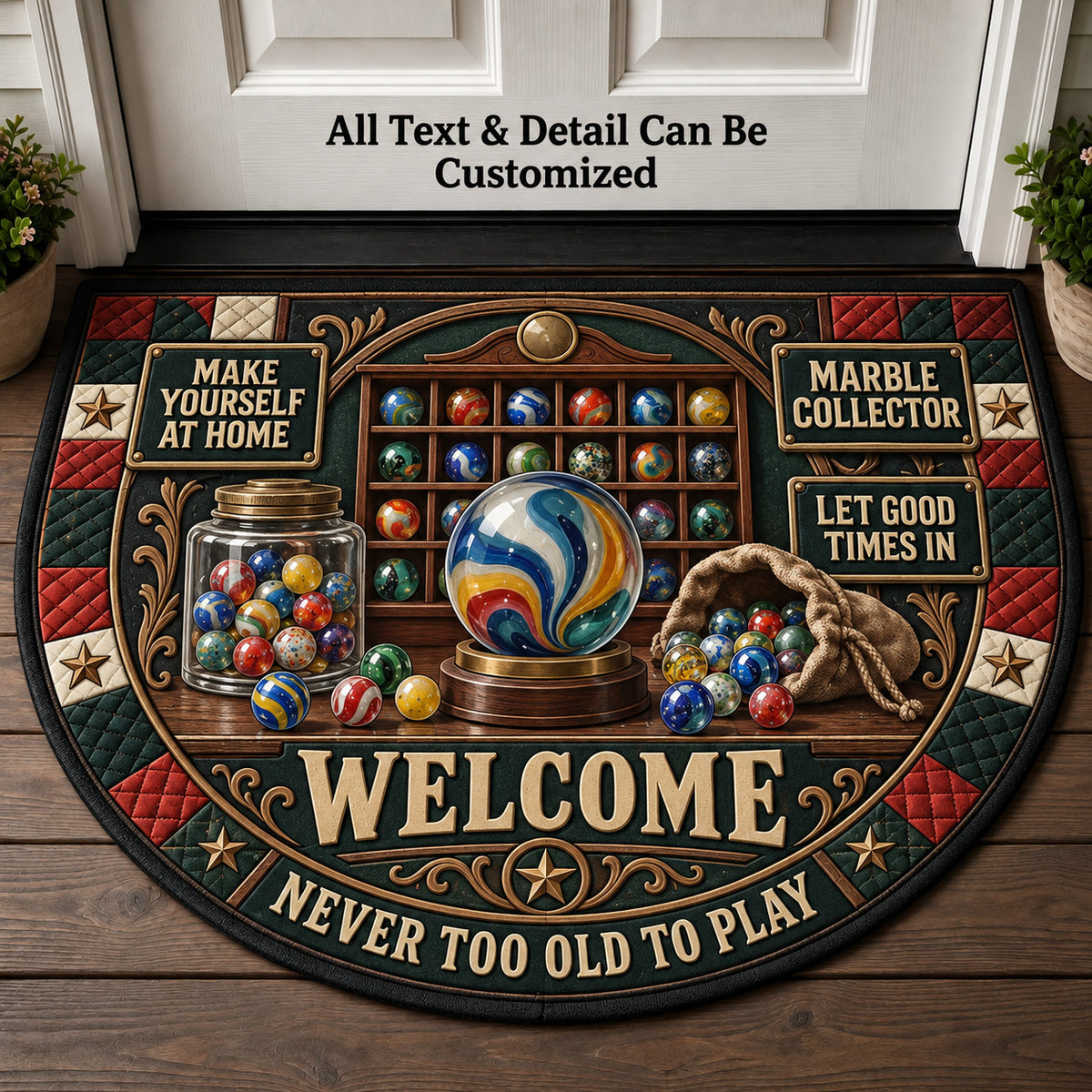Marble Collector Personalized Half Round Mat | 5To9Vibe