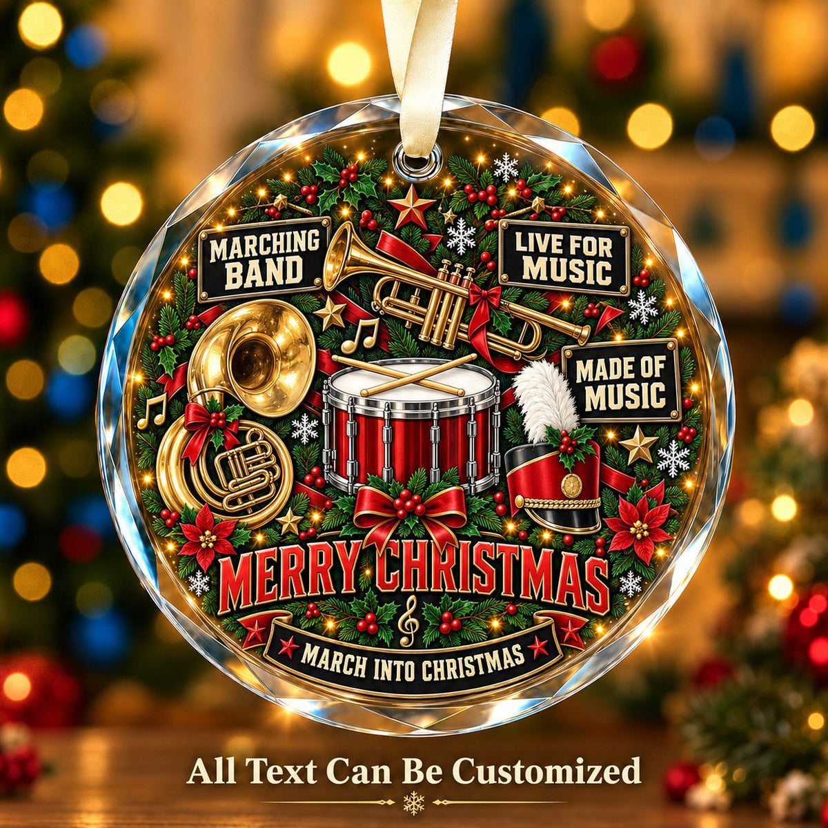 Marching Band Personalized Glass Ornament | 5To9Vibe