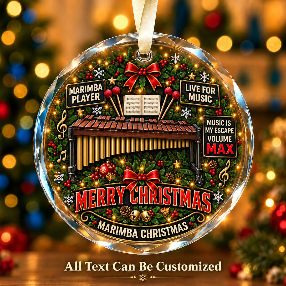Marimba Player Personalized Glass Ornament | 5To9Vibe