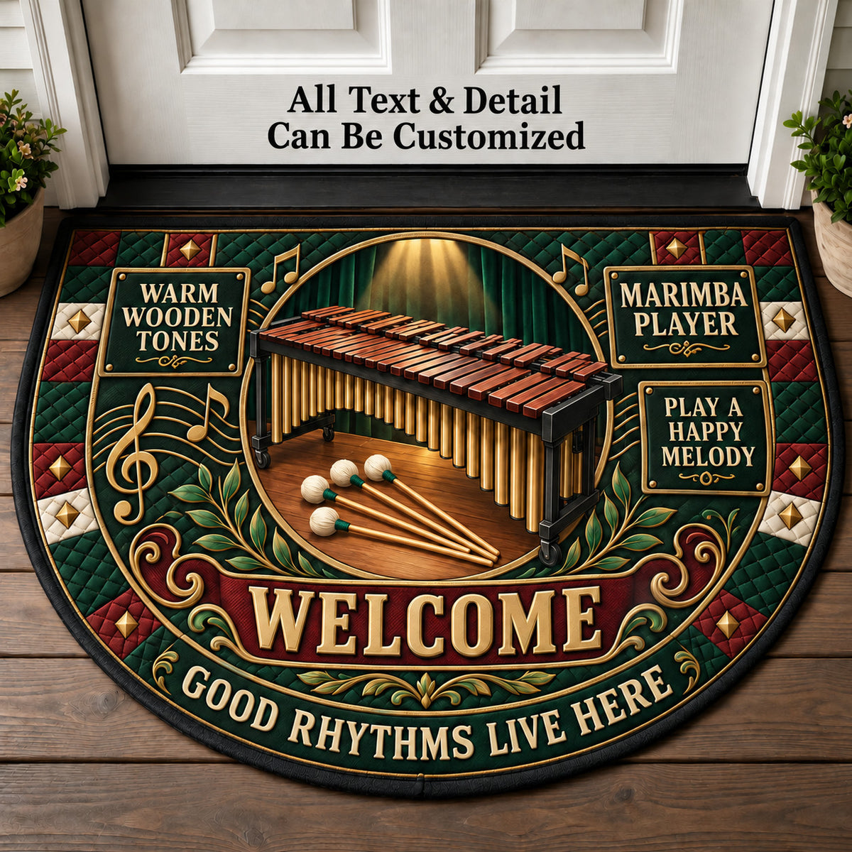 Marimba Player Personalized Half Round Mat | 5To9Vibe