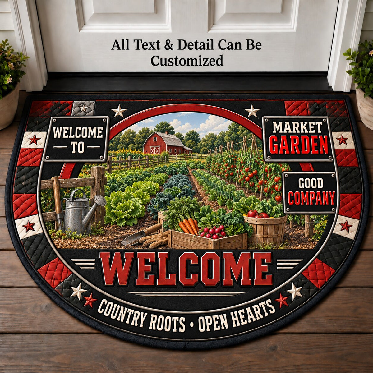 Market Garden Personalized Half Round Mat | 5To9Vibe