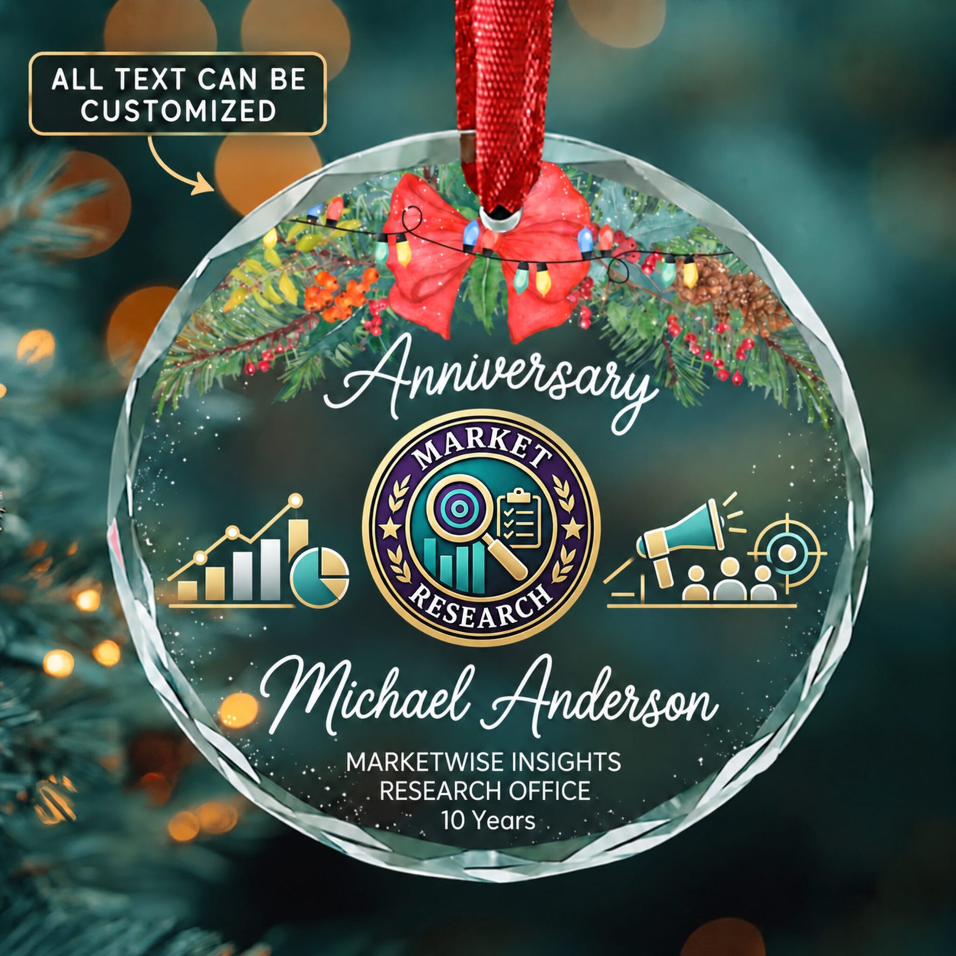 Market Research Analysts and Marketing Specialists Personalized Glass Ornament | 5To9Vibe