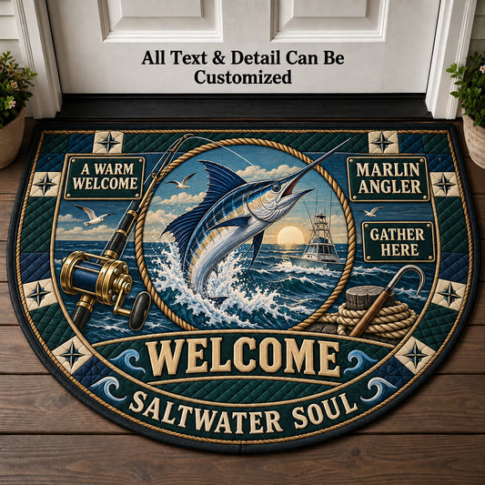Marlin Angler Personalized Half Round Mat | 5To9Vibe