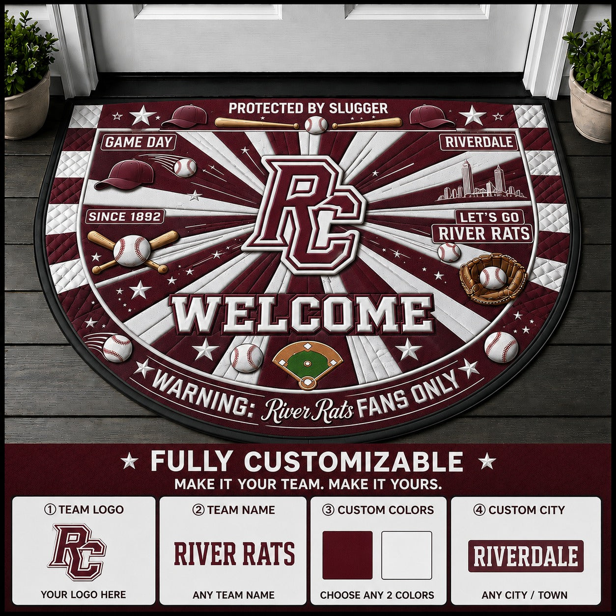 Maroon / White