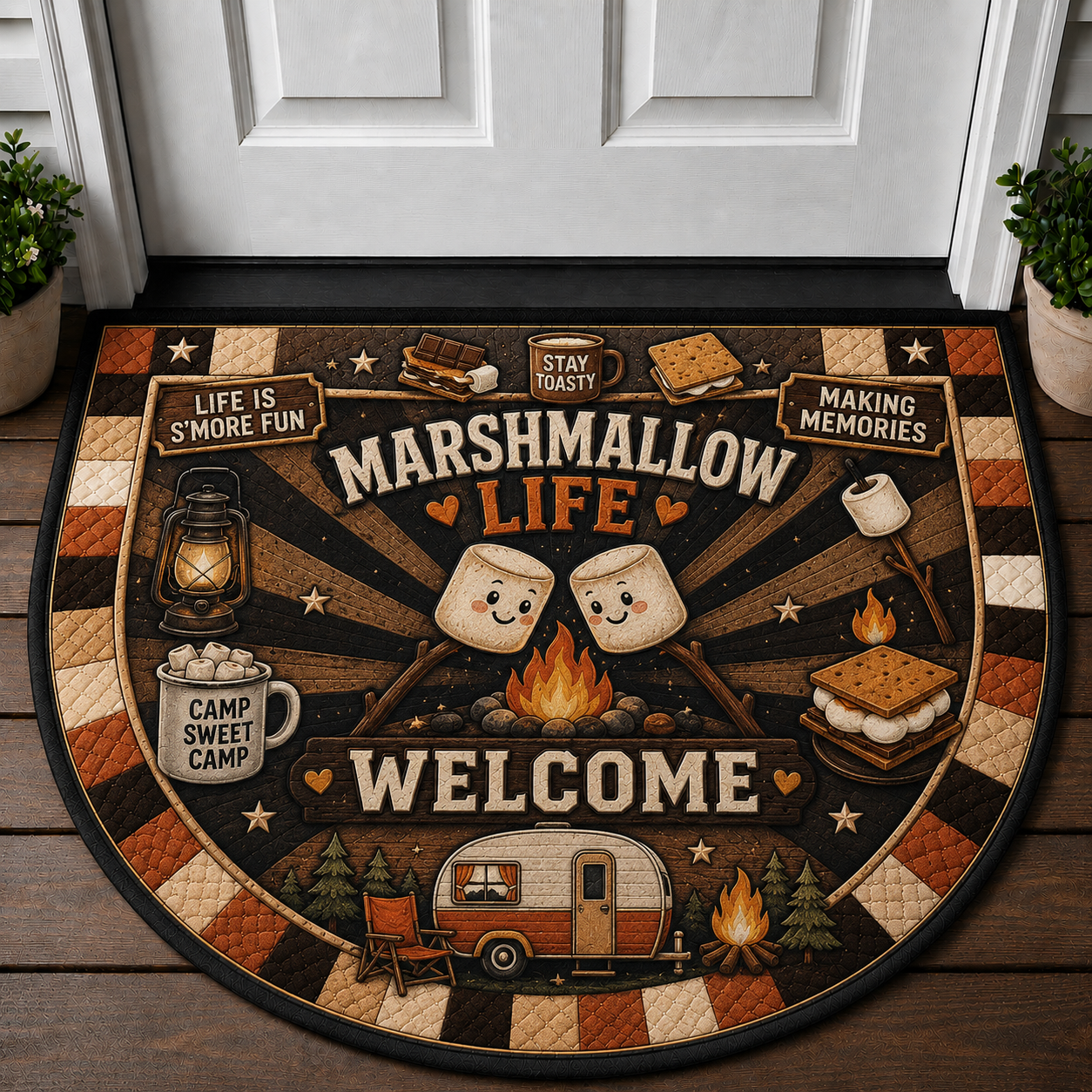 Camp Host Welcome Doormat - RV Camper & Campfire Outdoor Welcome Mat - 5to9vibe