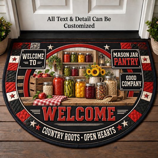 Mason Jar Pantry Personalized Half Round Mat | 5To9Vibe