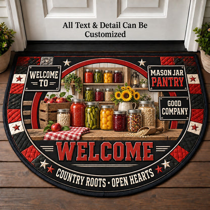 Mason Jar Pantry Personalized Half Round Mat | 5To9Vibe